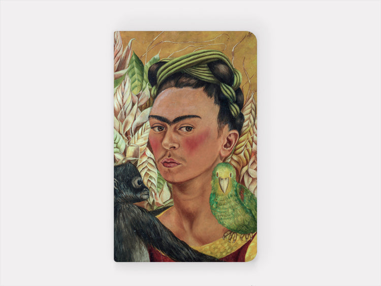Small Verboamerica Frida Kahlo Notebook: Self-Portrait with Monkey and Parrot
