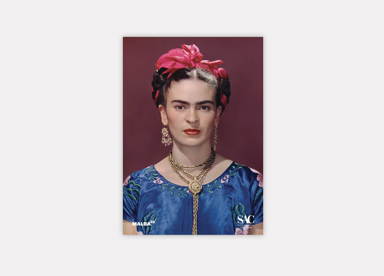 Postal: Frida Kahlo wearing a blue satin blouse, 1939