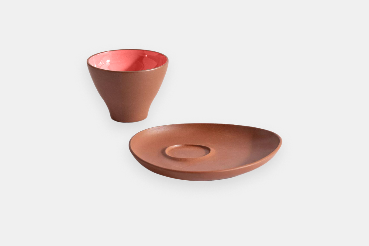 Set Café x4 – Tazas Medianas x2 + Platos Chicos x2 | Rosado