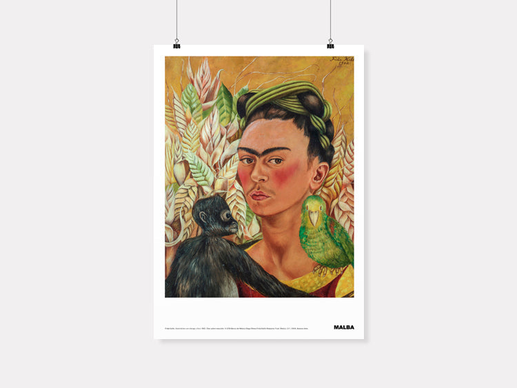 Verboamerica Frida Kahlo: Self-portrait with monkey and parrot