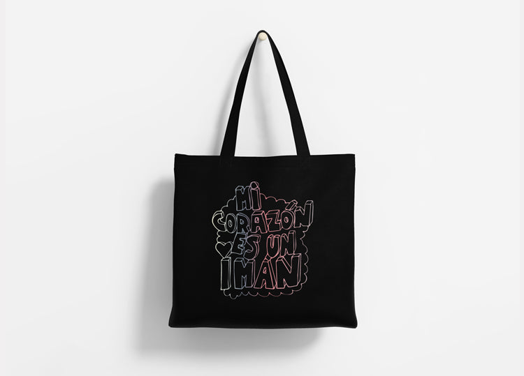 Tote Bag Mi corazón es un imán | Negro